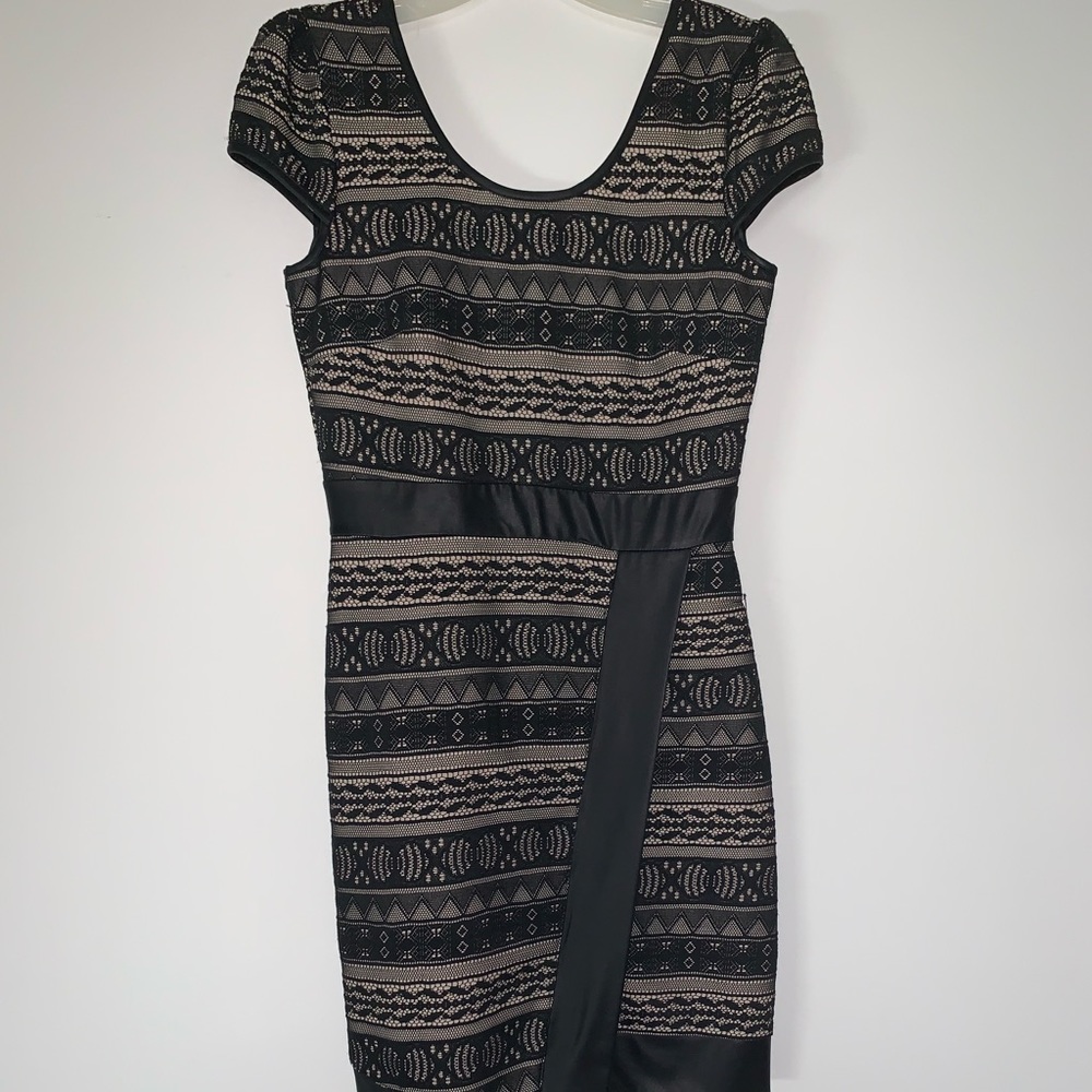 New Windsor lace with faux leather dress